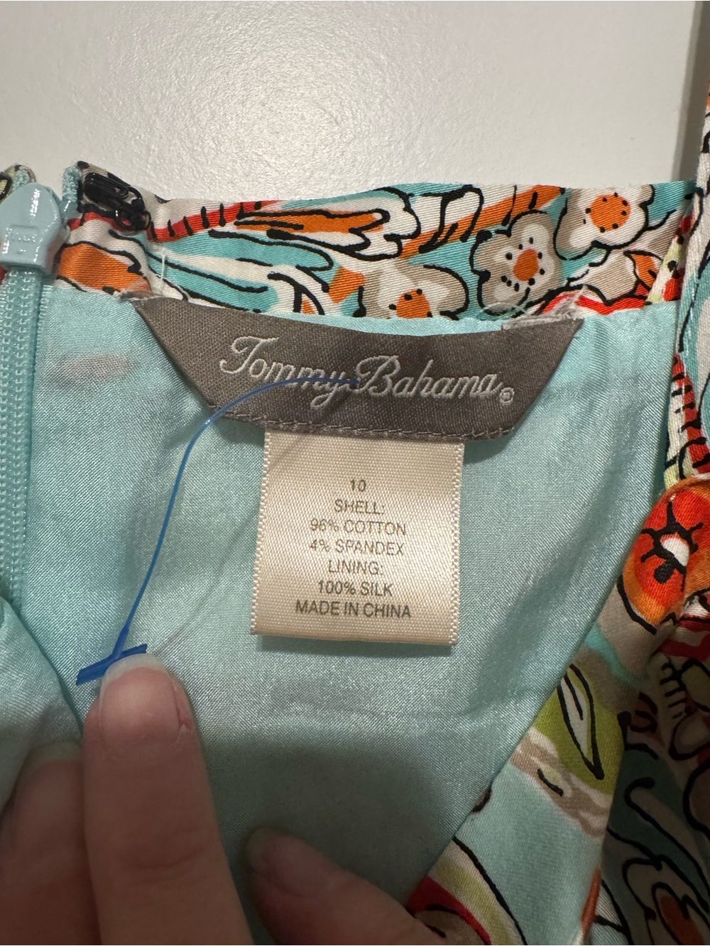 Tommy Bahama Blue Orchid Paisley Square-Neck Silk Lined Cotton Dress NWOT - Picture 4 of 4
